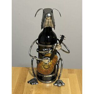 Metal Wine Bottle Holder - Dog Playing Guitar
